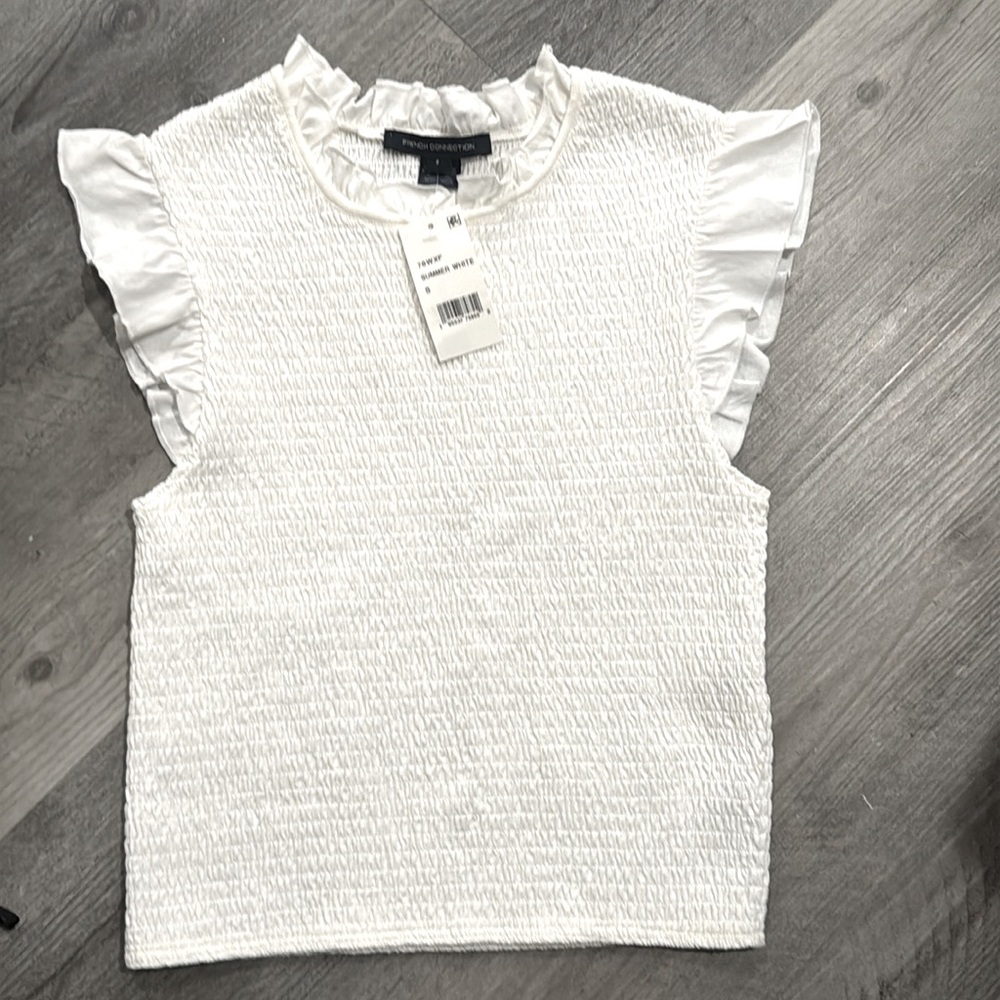 French Connection -  White Smocked Shirt SIZE SMALL- like new